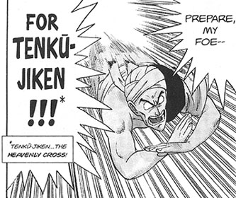 Namu's ultimate attack: Tenku-Jiken ('The Heavenly Cross')